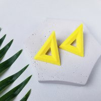 Lemon Yellow Triangle Earrings, Stud Resin Jewelry | Etsy (UK)