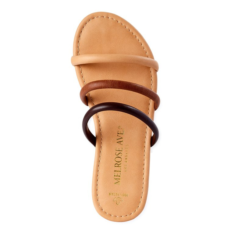 Melrose Ave Women's Faux Leather Three Strap Sandals | Walmart (US)