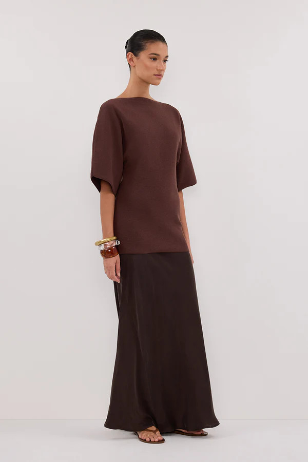 LIA WALNUT SLEEVED KNIT TOP | DISSH