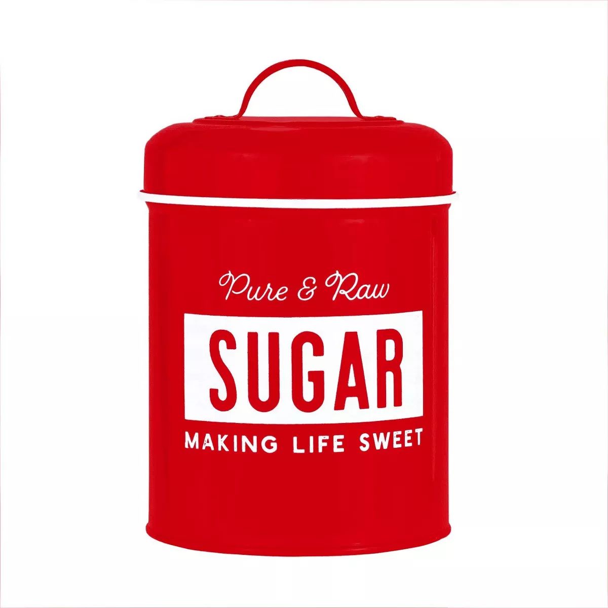 Amici Home Life is Sweet Metal Sugar Canister, Red with White Accents, Sealed Storage Container f... | Target