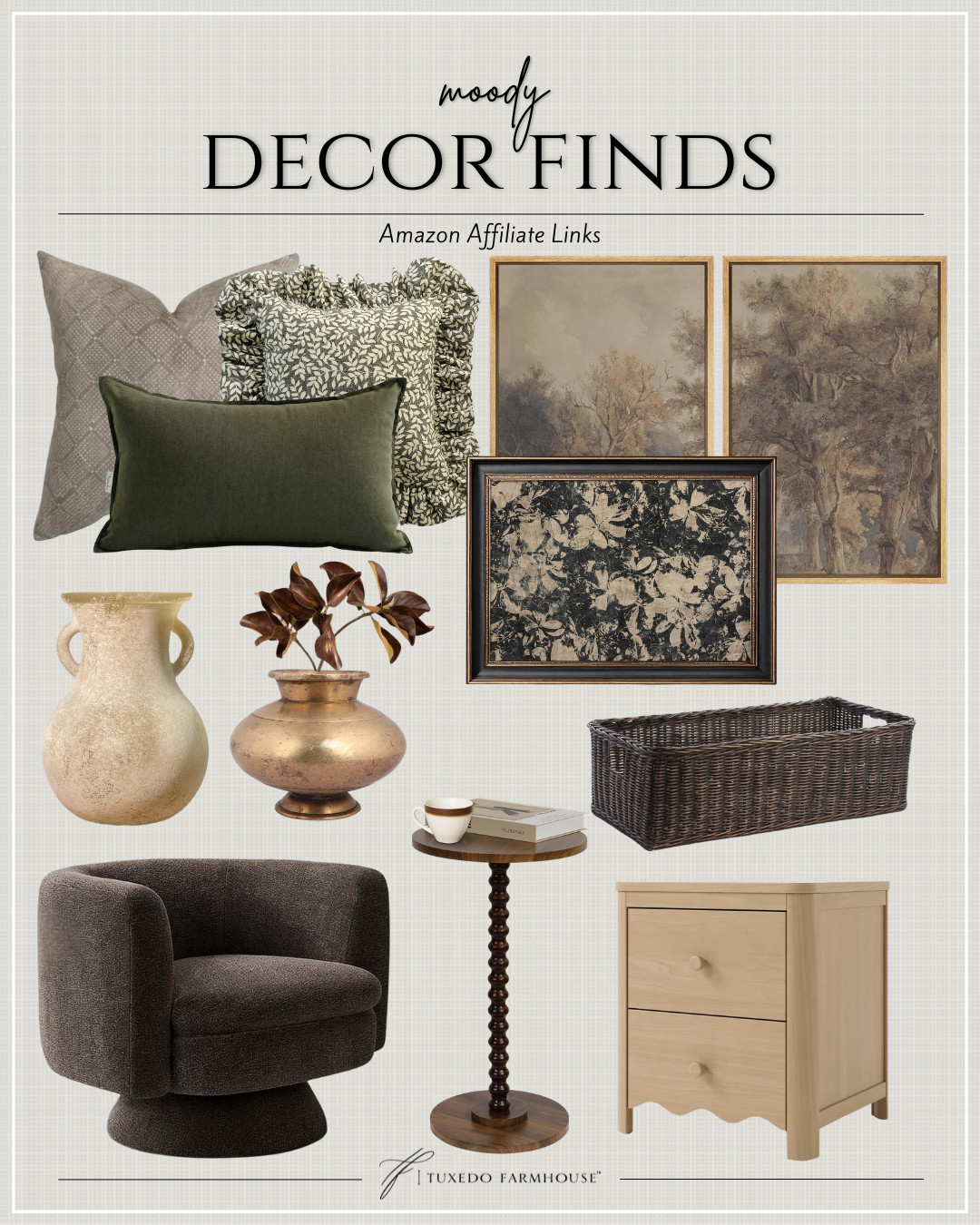 Amazon - Moody Decor

Add some cozy touches to your home with these lovely decor finds!

Seasonal, home decor, fall, accent chairs, rugs, wall art, frames, pillows, lamps, baskets, candles, books, coffee tables, ottomans, trays, bowls, consoles, accent tables
 

 #LTKSeasonal #LTKHome #LTKFindsUnder100