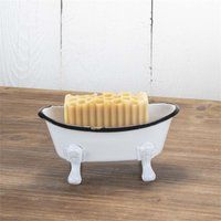 Vintage-style Enamel Mini Bathtub Soap Dish Sponge Holder Black & White | Etsy (US)
