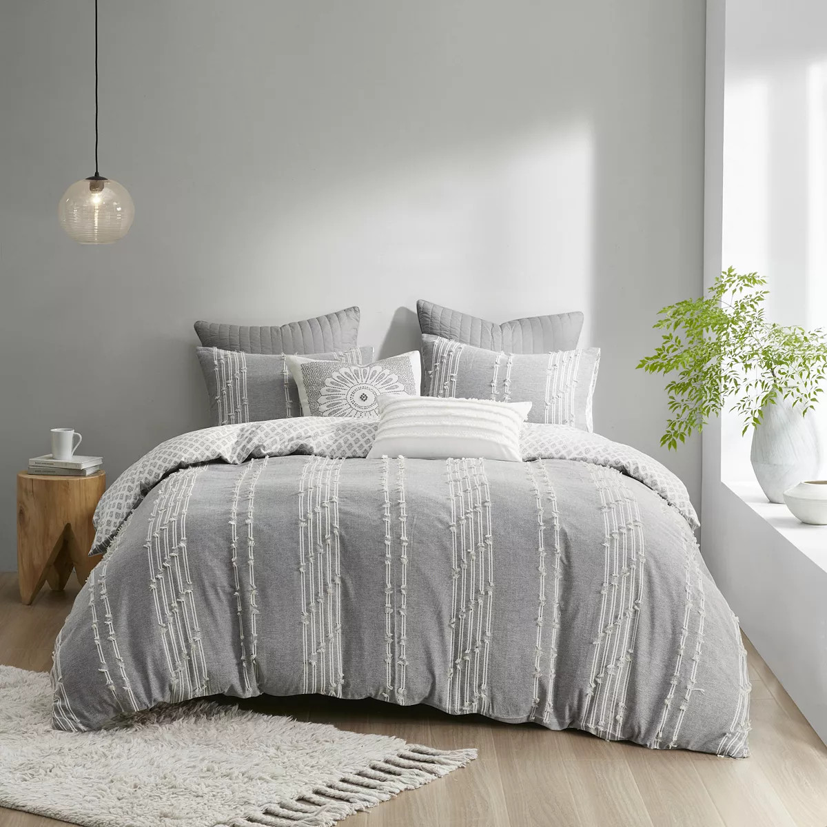 INK+IVY Kara Cotton Jacquard Striped Duvet Cover Set with Shams | Kohl's