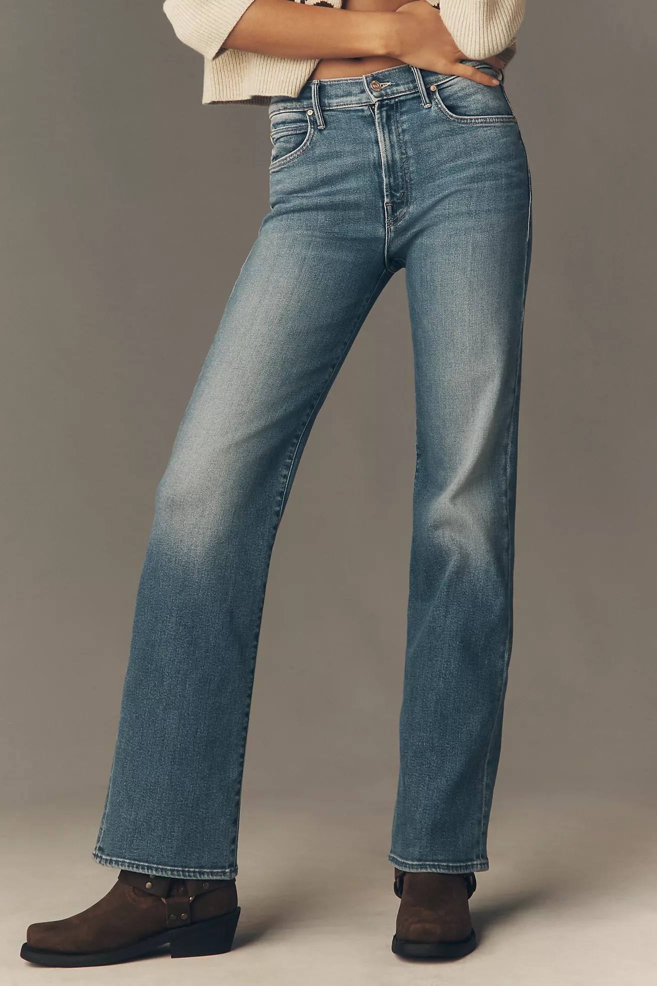 MOTHER The Kick It Mid-Rise Straight-Leg Jeans | Anthropologie (US)