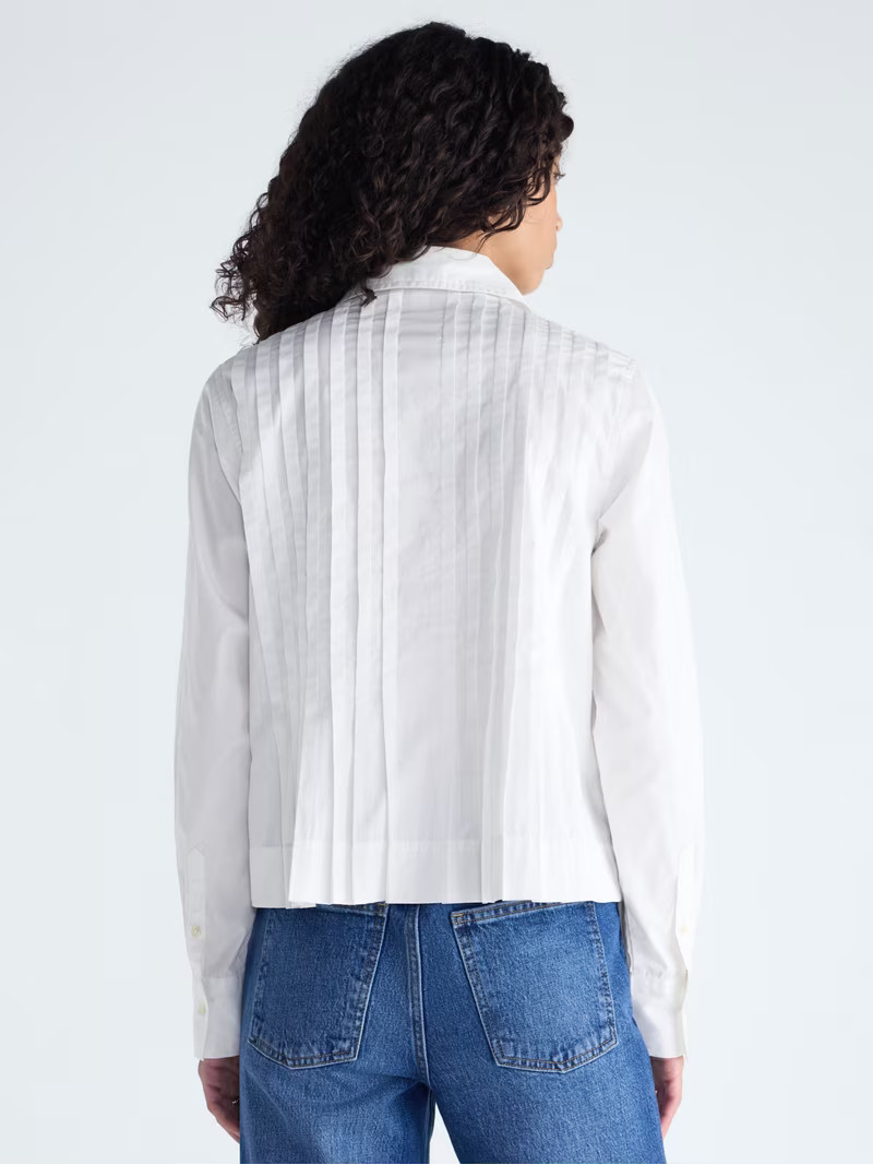 Free Assembly Women's and Women's Plus Pintuck Pleat Cotton Shirt, Sizes XS-4X | Walmart (US)