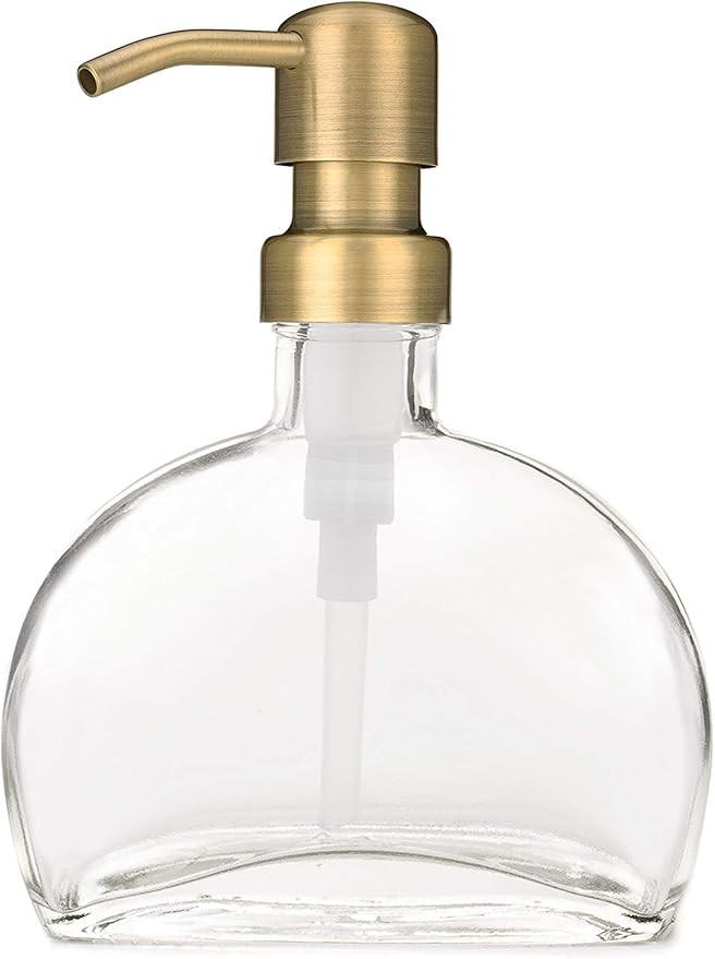 Rail19 Half Moon Recycled Glass Dispenser with Metal Pump, 6oz (Farmhouse Brass) | Amazon (US)
