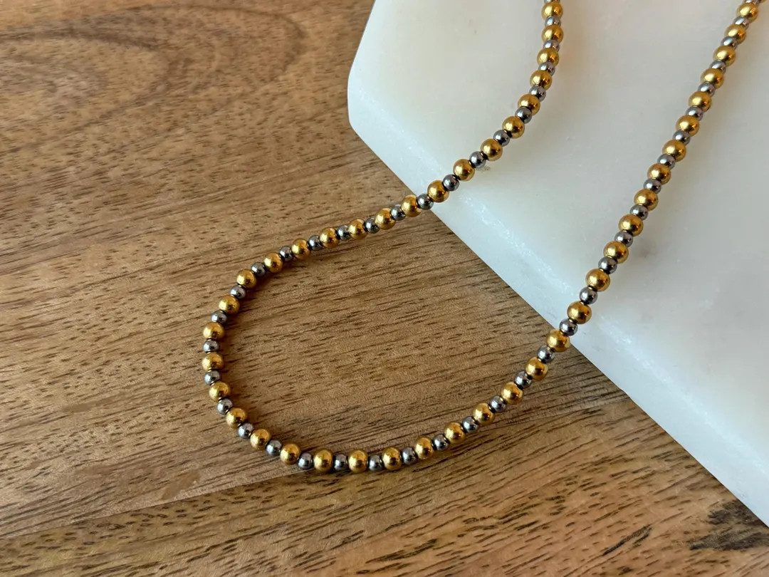 Mixed Metals Beaded Necklace Gold Filled Hardware / Gold Filled Sterling Silver Beads / Adjustabl... | Etsy (US)