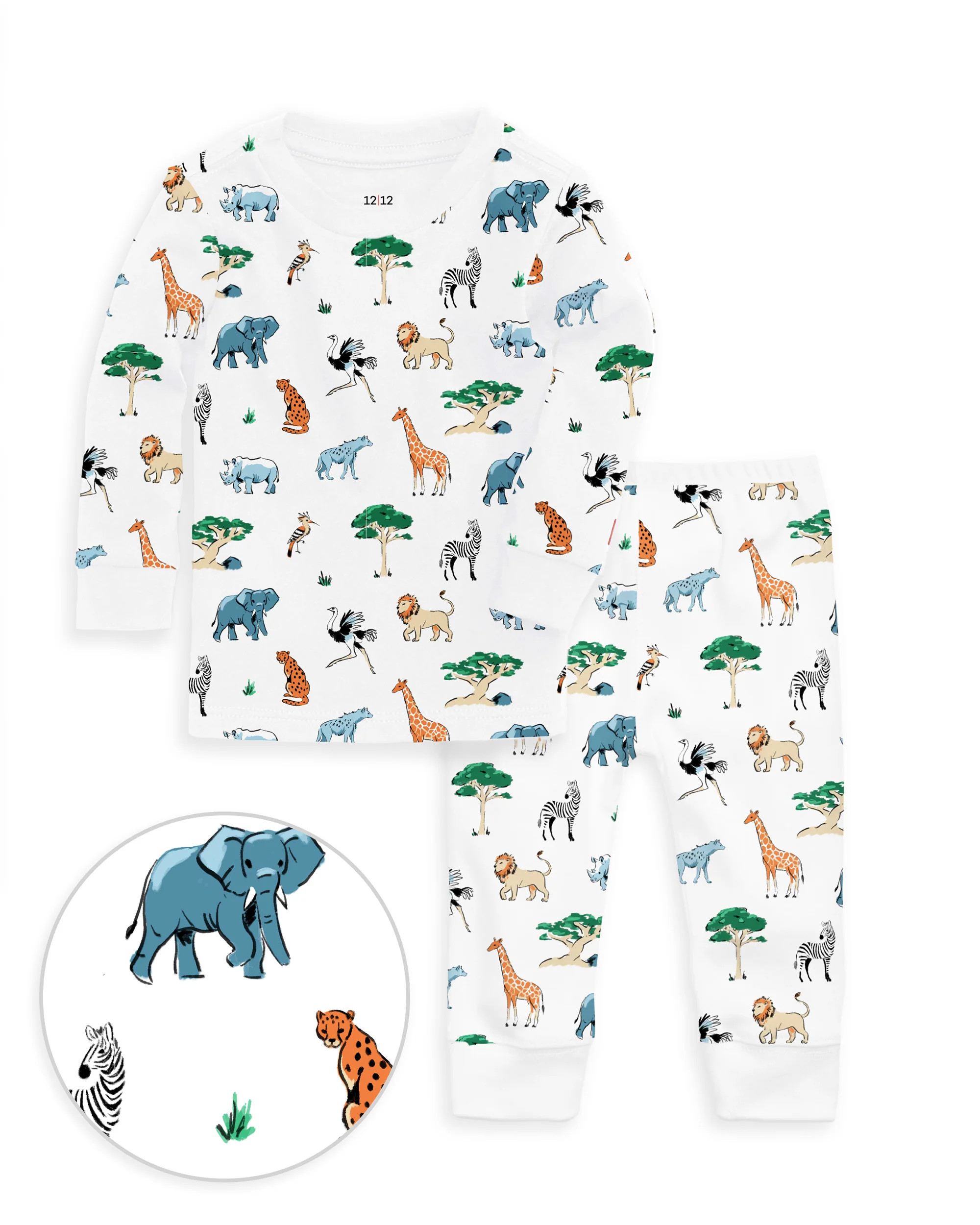 The Organic Long Sleeve Pajama Set [Wild Safari] | 1212