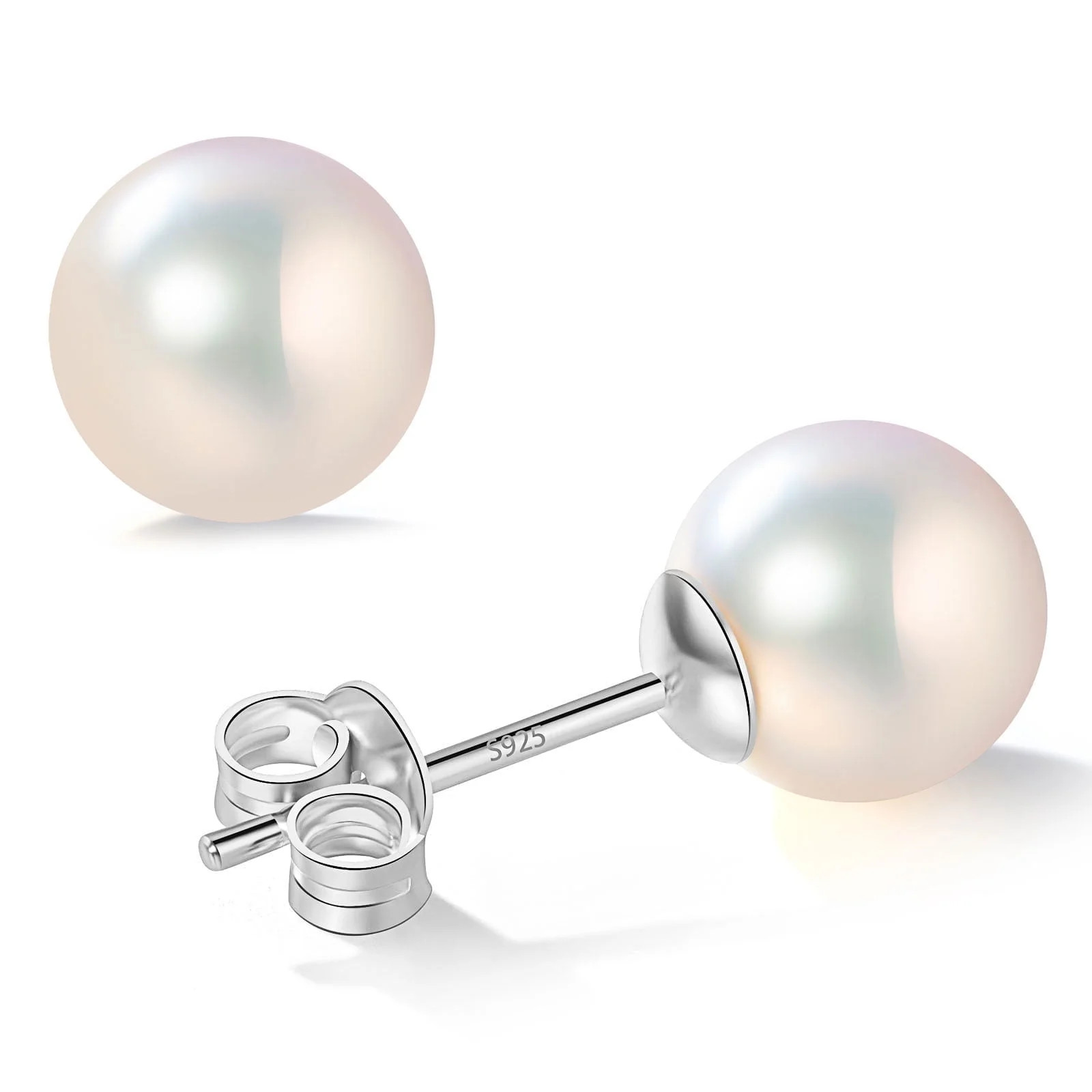 Yami 7-7.5mm Akoya Cultured White Pearl Earrings Stud in 925 Sterling Silver Hypoallergenic Mothe... | Walmart (US)
