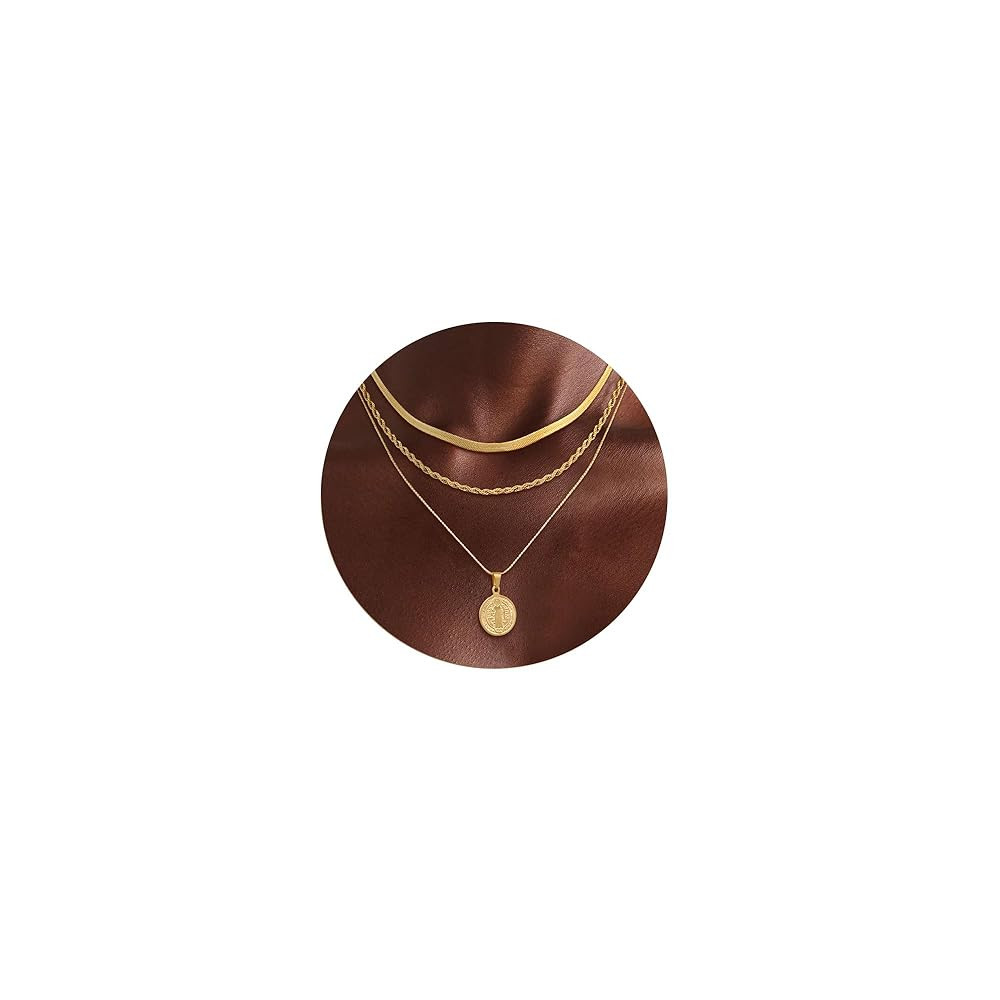Gold Layered Necklaces for Women Trendy,14K Gold/Sterling Silver Plated Stackable Circle Pendant ... | Amazon (US)