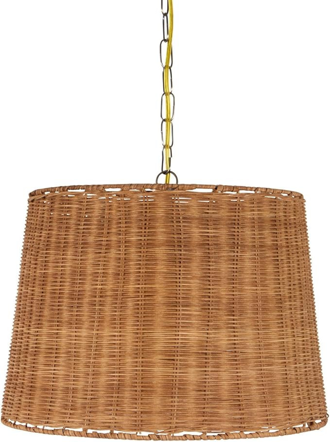Wicker Rattan Swag Lamp Lighting Fixture Hanging Plug-in Light 14x16x11.75 | Amazon (US)