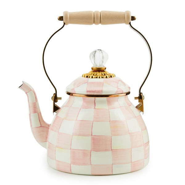 MacKenzie-Childs Rosy Check 2 Quart Tea Kettle | MacKenzie-Childs
