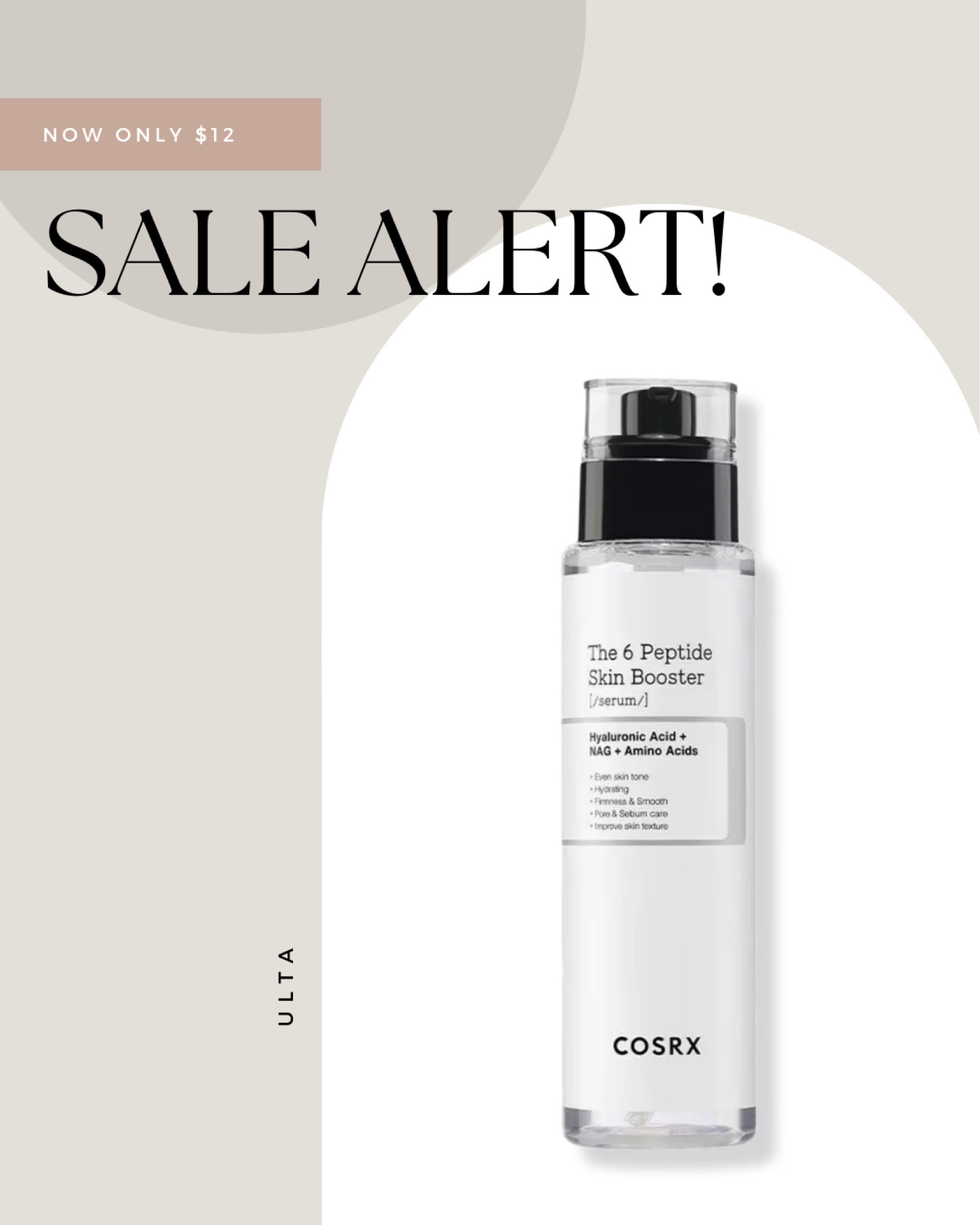 Peptides are the secret for youthful, glowing skin, and the COSRX The 6 Peptide Skin Booster Serum is packed with them! 🧪✨ Peptides help to support skin elasticity, reduce fine lines, and boost overall skin health—basically everything we need for that fresh, plump look. 🙌🏽I’m giving this one a try during the Ulta 21 Days of Beauty sale to keep my skin looking its best. If you haven’t added peptides to your routine yet, this is your sign! 

#LTKFallSale #LTKFindsUnder50 #LTKSaleAlert