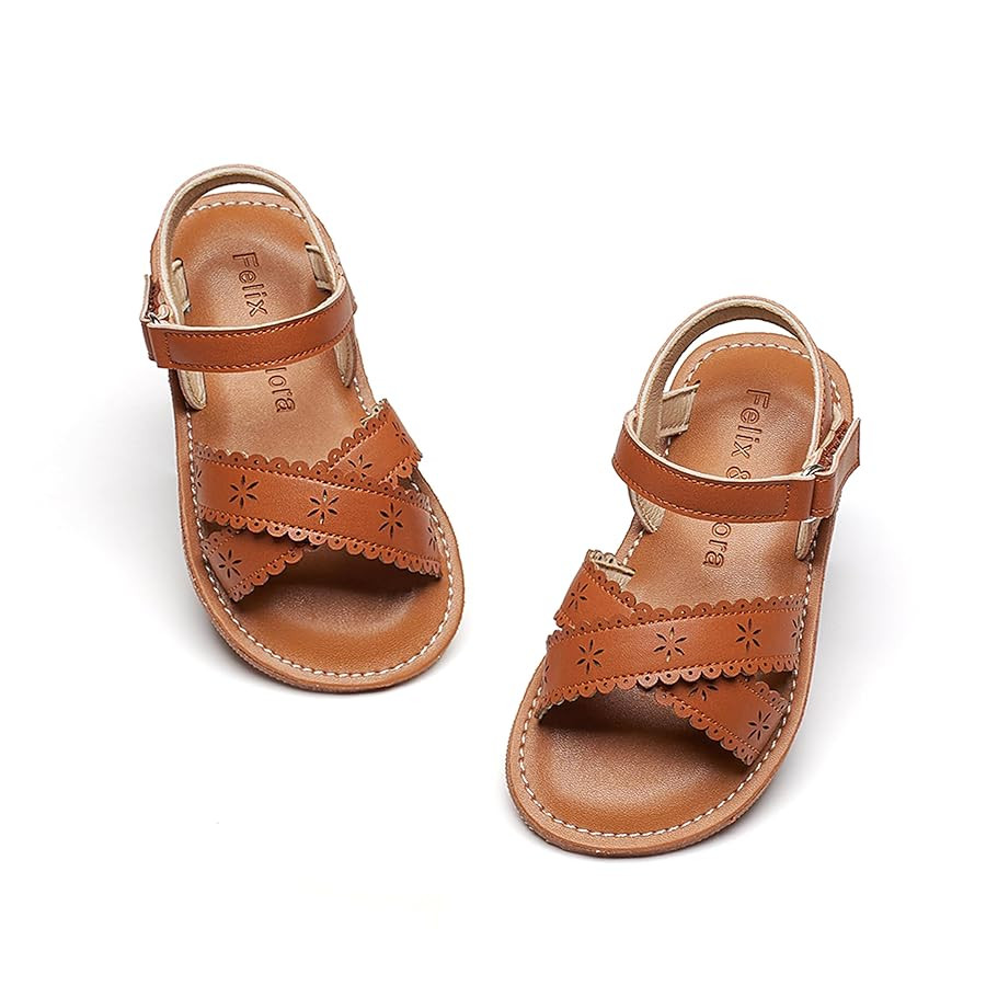 Felix & Flora Toddler Girl Sandals - Flower Girl Dress Shoes Open Toe Little Kid Summer Flats | Amazon (US)
