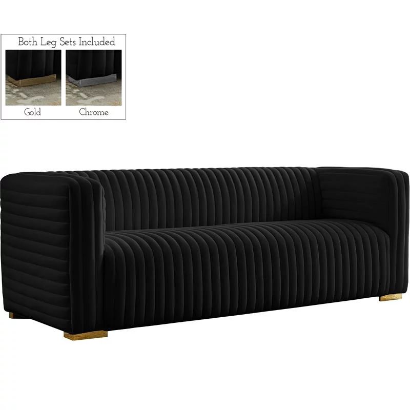 Meridian Furniture Ravish Black Velvet Sofa - Walmart.com | Walmart (US)