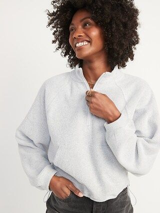 Long-Sleeve Half-Zip Oversized Textured Sweatshirt for Women | Old Navy (US)