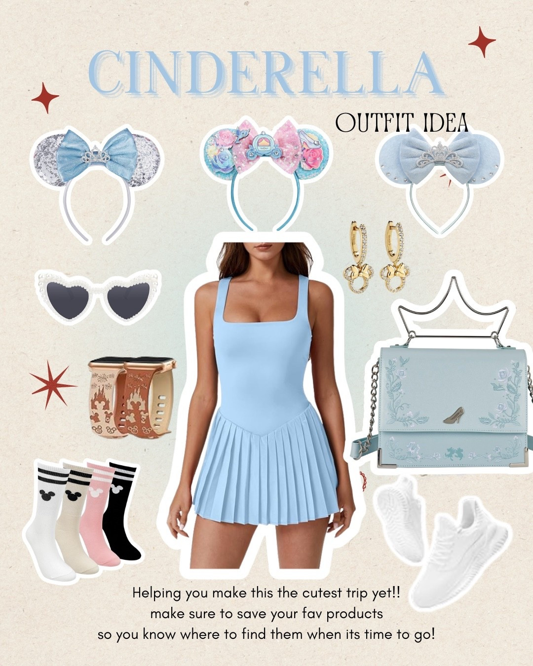 ✨ Cinderella Disney Outfit Idea for Your Dream Park Day 💙🏰 #DisneyStyle #MagicKingdomOutfit
The cutest, comfiest, park-approved look linked for you—save this to your LTK so planning your Disney outfits is one less thing to stress about!
Planning a Disney vacation can feel overwhelming—park reservations, dining bookings, Lightning Lanes… and then the big question: what do I even wear?! You want something theme-perfect for photos in front of the castle, but also breathable enough for long lines, comfy enough for 20k+ steps, and cute enough to feel confident all day.
This Cinderella-inspired outfit checks every box ✨ The soft blue dress gives princess vibes without being a full costume (so you stay cool and park-approved), paired with comfy white sneakers for rope drop to fireworks. Add the dreamy Cinderella ears, subtle Mickey jewelry, and the prettiest fairytale-inspired bag for that polished, Instagram-worthy finish.
No more last-minute packing panic. No more sacrificing comfort for cute. No more scrambling to piece together a cohesive look.
Everything is linked in my LTK to make planning EASY—just tap, save your favorites, and build your perfect Disney day outfit in minutes. Your most magical (and stylish) trip starts here 💫💙



#LTKootd #LTKTravel #LTKActive