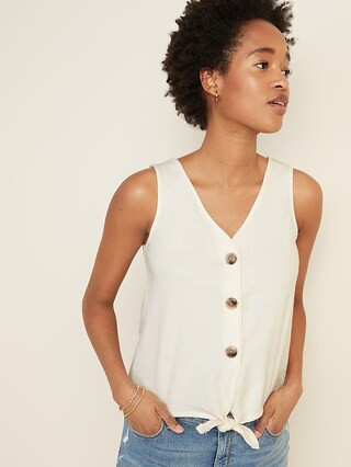 Cropped Tie-Hem Textured-Knit Sleeveless Top for Women | Old Navy (CA)