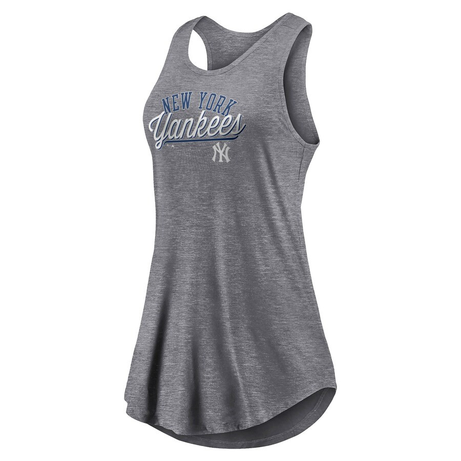 New York Yankees Fanatics Branded Women's Simplicity Swing Racerback Scoop Neck Tank Top - Heathe... | Fanatics