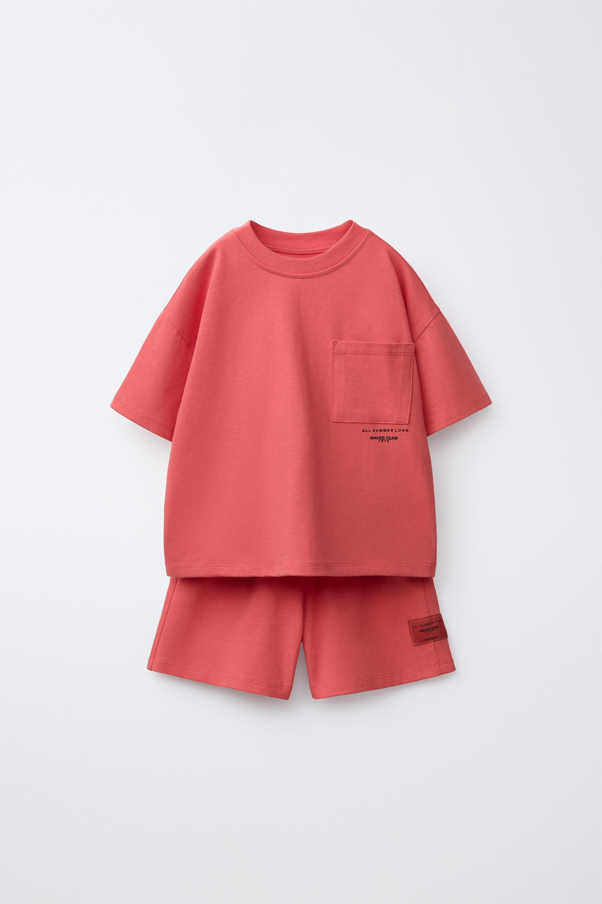 PLAIN JOGGING T-SHIRT AND BERMUDA SET | Zara US