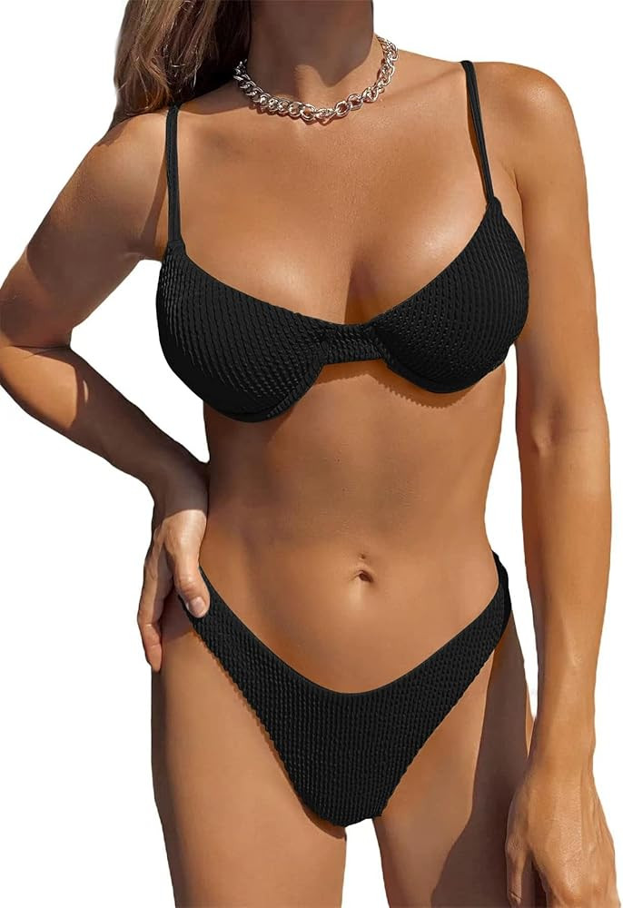 Women's Underwire High Cut Bikini Set Bathing Suits 2 Piece Swimsuits 2024 | Amazon (US)