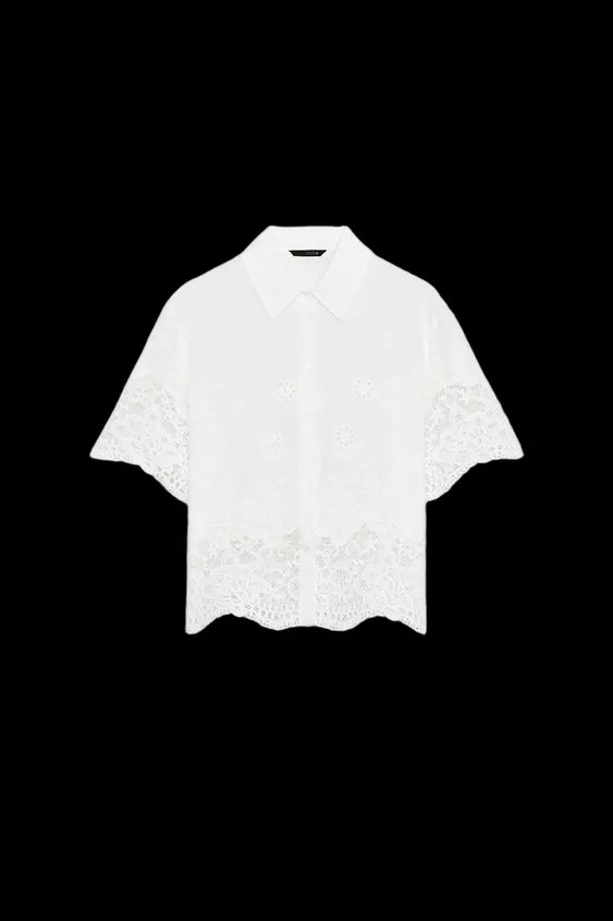 EMBROIDERED EYELET SHIRT | Zara US