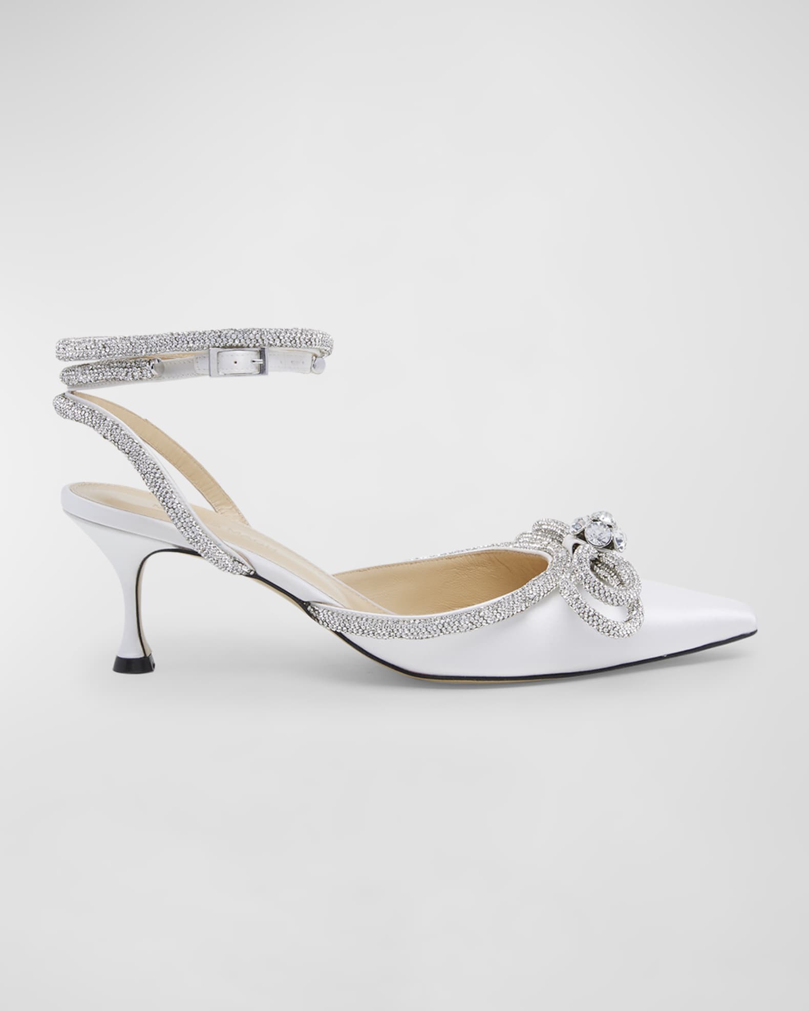 Strass Bow Double Ankle-Strap Kitten Pumps | Neiman Marcus