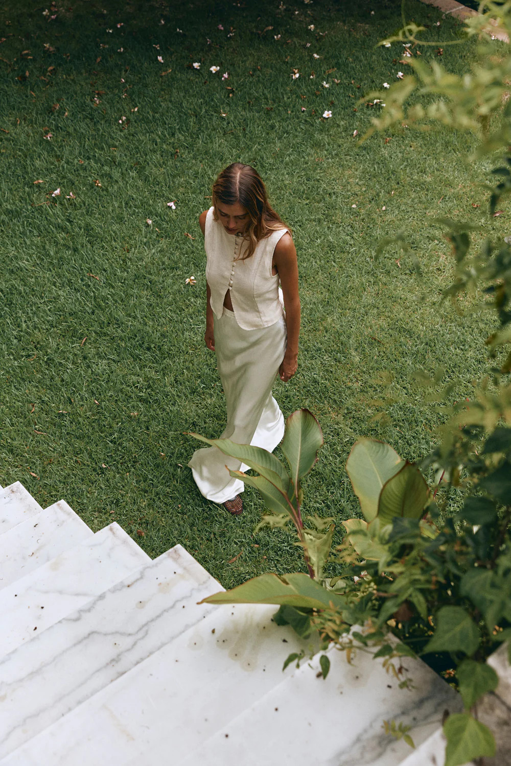 Florence Bias Cut Midi Skirt Cream | VRG Grl