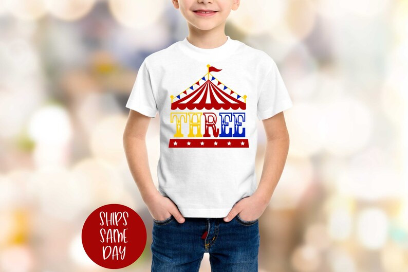 Third Birthday Shirt, Circus Three Year Old Shirt, Carnival 3rd Birthday Shirt, Personalized Boy ... | Etsy (US)