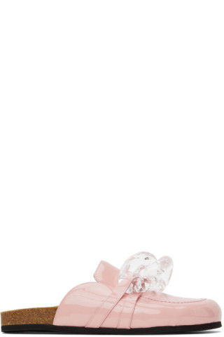 JW Anderson - Pink Patent Leather Chain Loafers | SSENSE