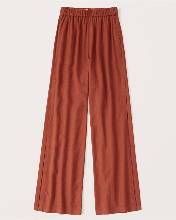 Wide Leg Linen-Blend Pants | Abercrombie & Fitch (US)