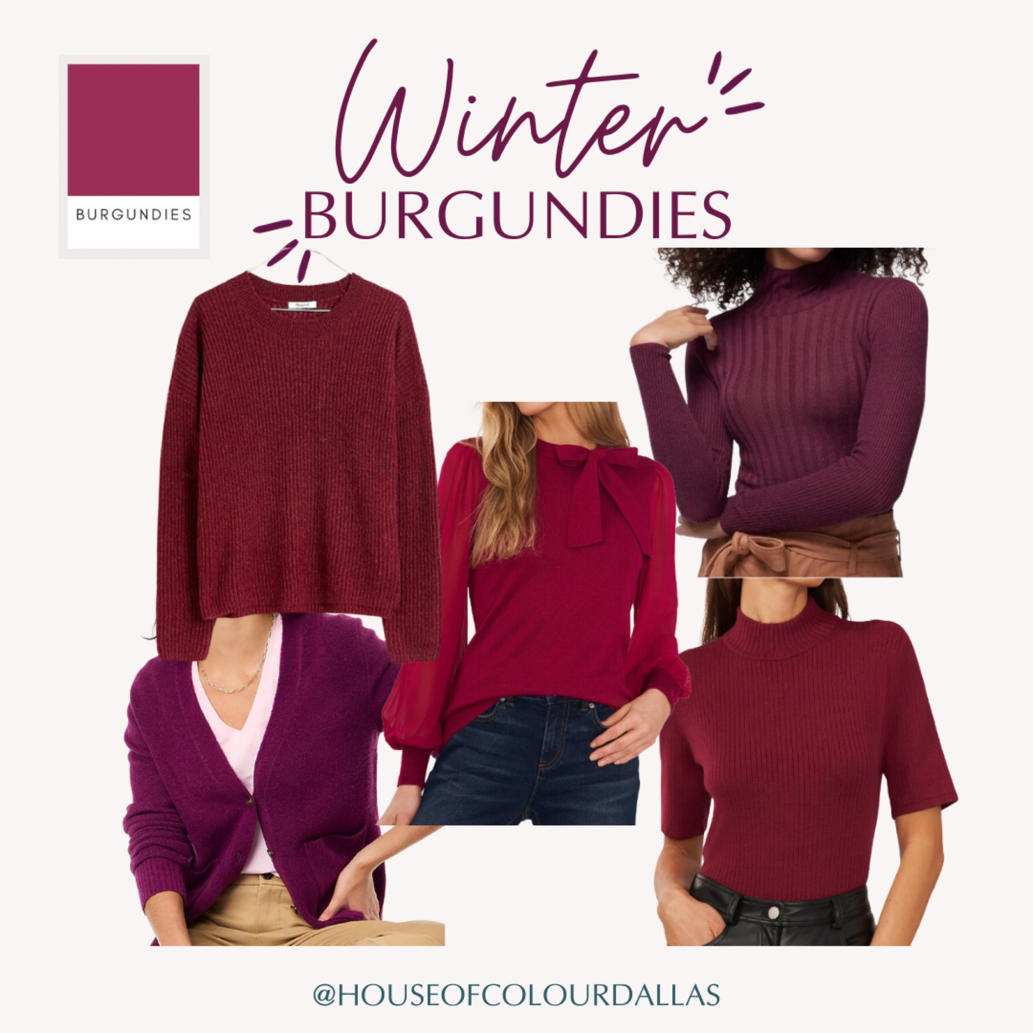 Burgundies for Winters! For more information on finding your best colors, follow us on Instagram @houseofcolourdallas!

#hocwinter