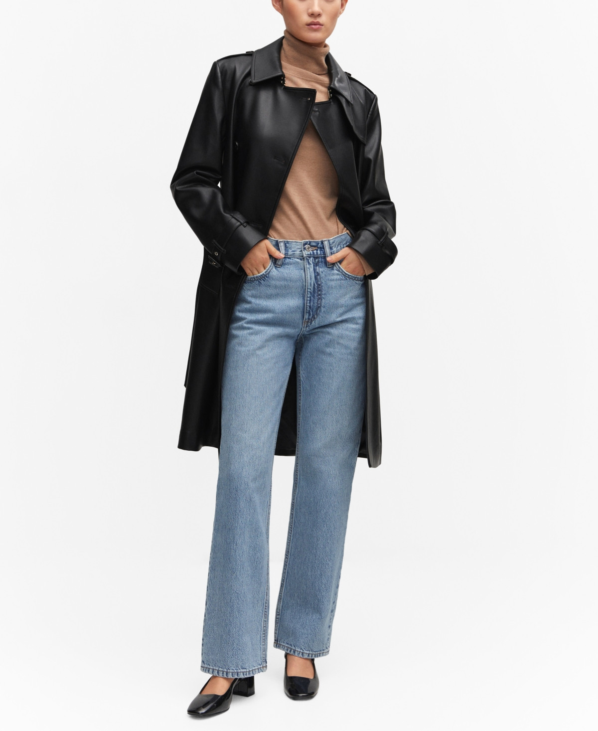 Mango Women's Leather-Effect Trench Coat - Medium Bro | Macy's