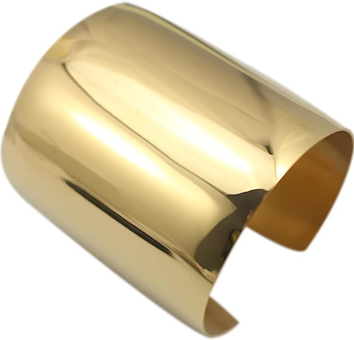 COUYA Stainless Steel Gold Plated Women Big Heavy Long Cuff Bangle Bracelet | Amazon (US)