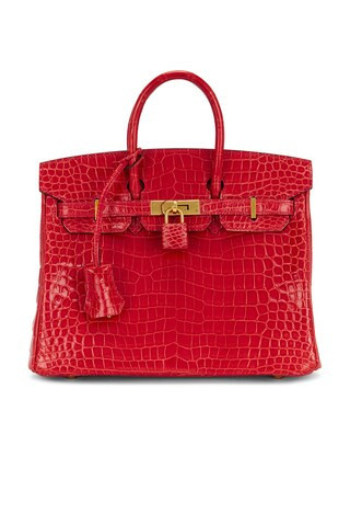 hermes Hermes Shiny Porosus Crocodile Birkin 25 Handbag in Rouge - Red. Size all. | FWRD 