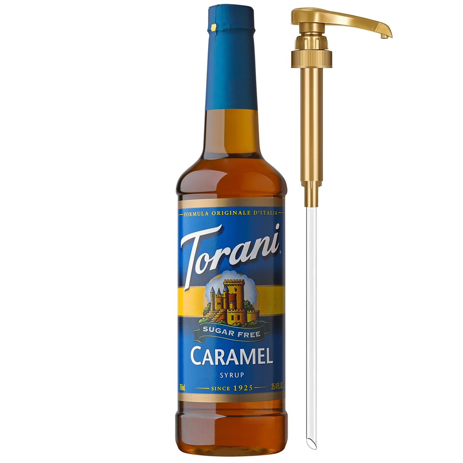 Torani Sugar Free Coffee Syrup, Caramel Syrup for Drinks, Zero Calorie, Pump Included, 25.4 Fl Oz | Amazon (US)