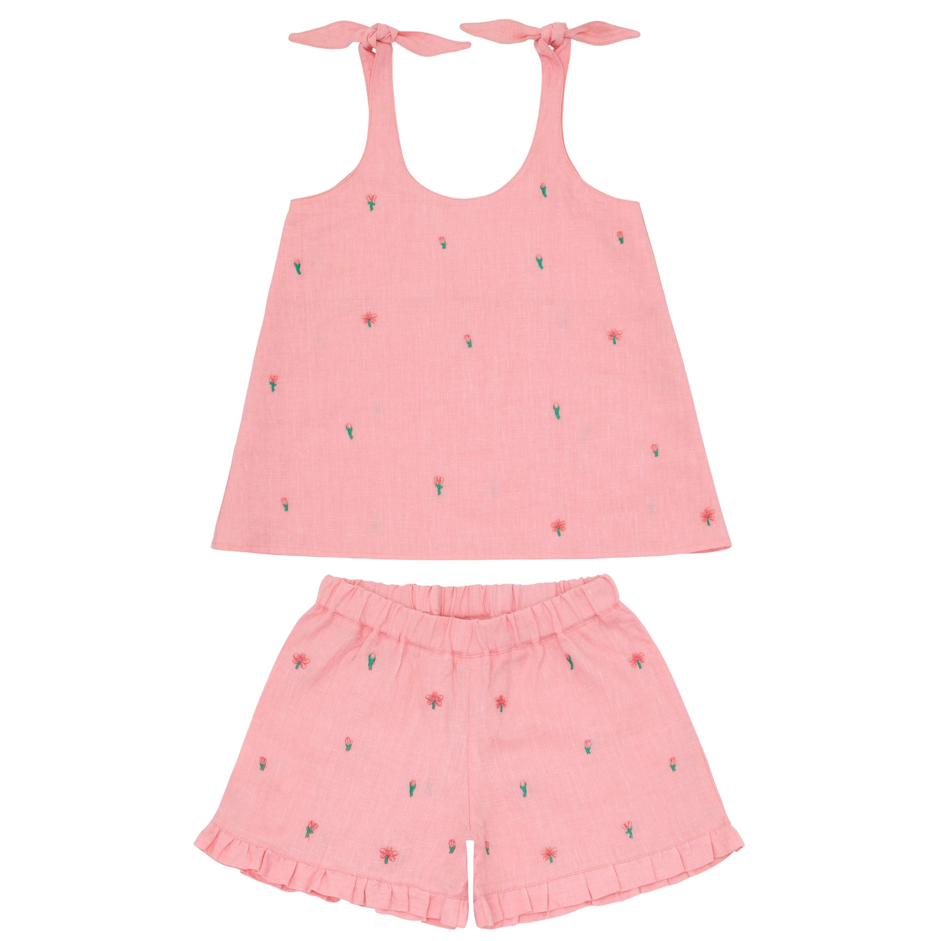 minnow x fanm mon girl's hibiscus tie knot short set | minnow