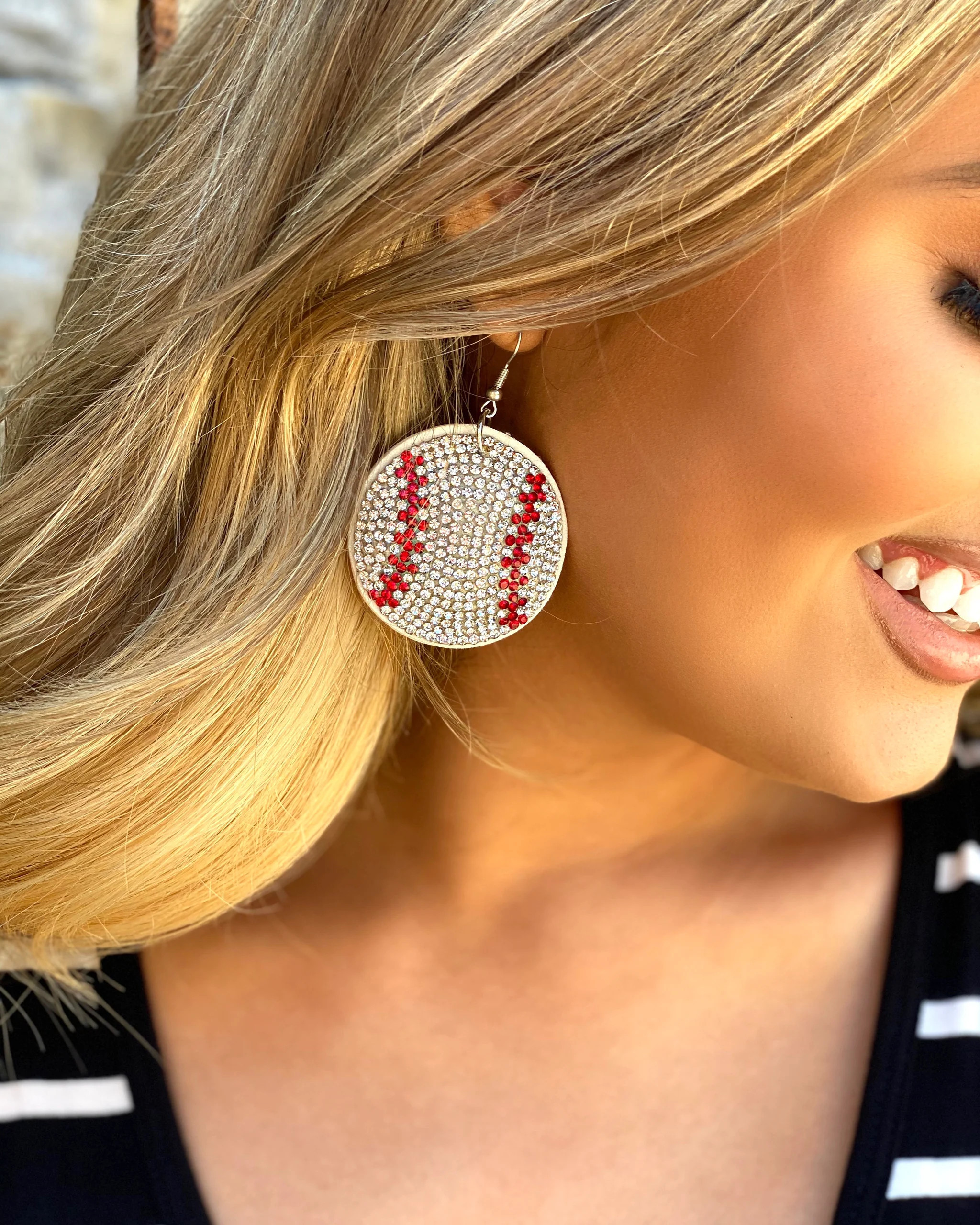 Brown Football Suede Crystal Game Day Earrings | Live Love Gameday®