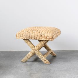 Water Hyacinth Woven Stool | Antique Farm House
