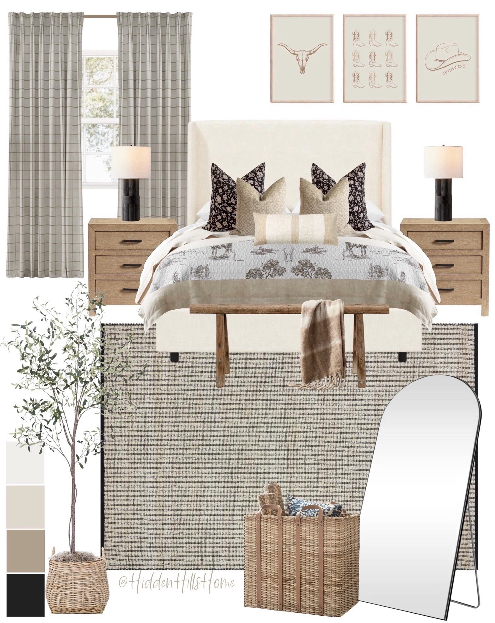 Chic cowgirl inspired bedroom, bedroom decor ideas, western inspired modern bedroom mood board, bedroom design #bedroom



#LTKHome #LTKSaleAlert