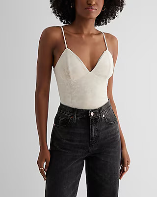 Body Contour Crushed Velvet V-Neck Bustier Bodysuit | Express