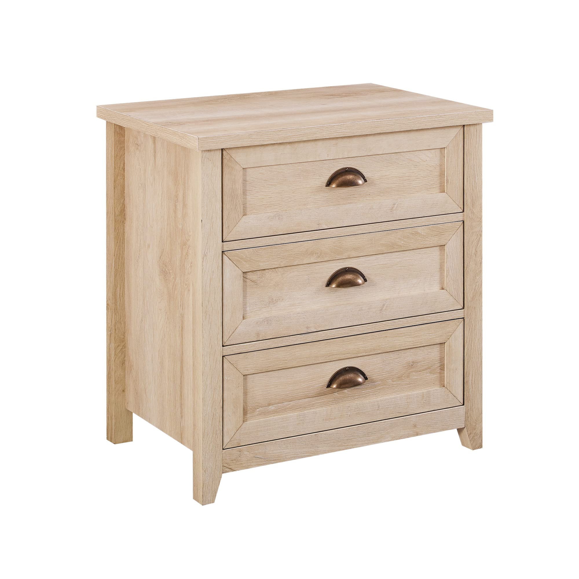 Walker Edison Hazel Modern Farmhouse 3 Drawer Framed Nightstand with Half-Moon Handles, 25 Inch, ... | Amazon (US)