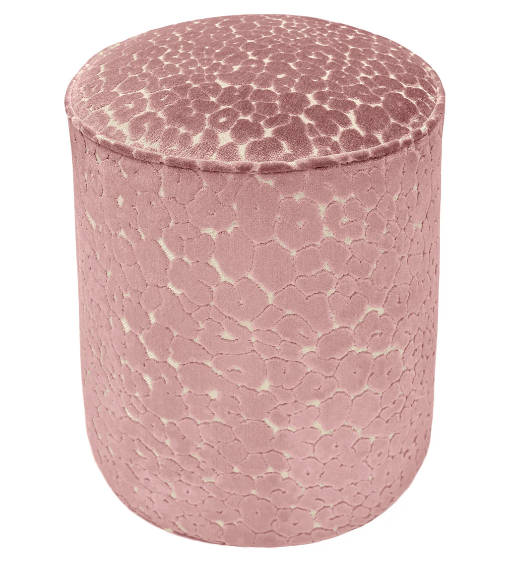 THE TIGHT ROUND OTTOMAN :: LEOPARD CUT VELVET // PINK PEONY | LITTLE DESIGN COMPANY