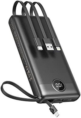 Power Bank with Built in Cables, 20000mAh Portable Charger with 5 Outputs and LED Display, VEEKTO... | Amazon (CA)