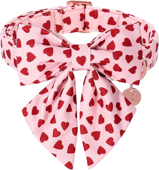Valentine's Dog Collar & Bow Tie Set,UP URARA PUP Soft & Comfortable Pet Collar with Premium Plas... | Amazon (US)