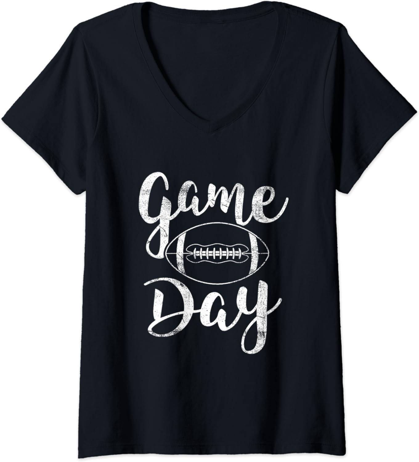 Womens Game Day Football Cute Football Top V-Neck T-Shirt | Amazon (US)