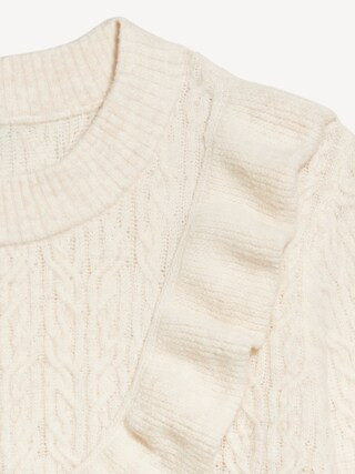 Wool-Blend Cropped Ruffle Sweater | Old Navy (US)
