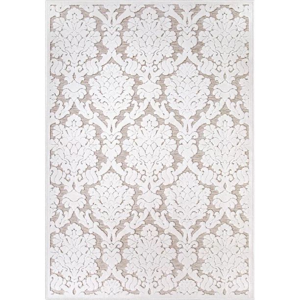 My Texas House Charlotte, Transitional, Damask, Woven Indoor/ Outdoor Area Rug, Natural Driftwood... | Walmart (US)