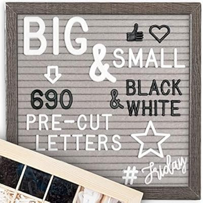 Letter Board 10"x10" (Dark Frame) +690 PRE-Cut Letters +Bonus Cursive Words +Stand +Sorting Tray ... | Amazon (US)