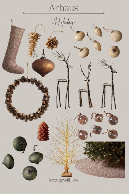 Arhaus
Holiday
Arhaus holiday decor
Christmas
Ornaments
Brass bell
Wreath
Reindeer
Iron reindeer
Pinecone candle
Tree skirt
Stocking


#LTKSeasonal #LTKhome #LTKHoliday